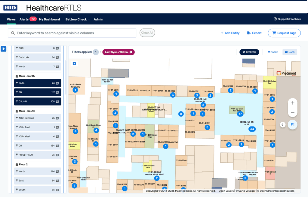 locate medical equipment with inview